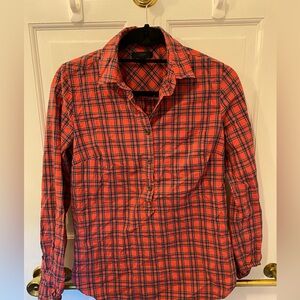 J. Crew Red Tartan Plaid Poppover Shirt size 2